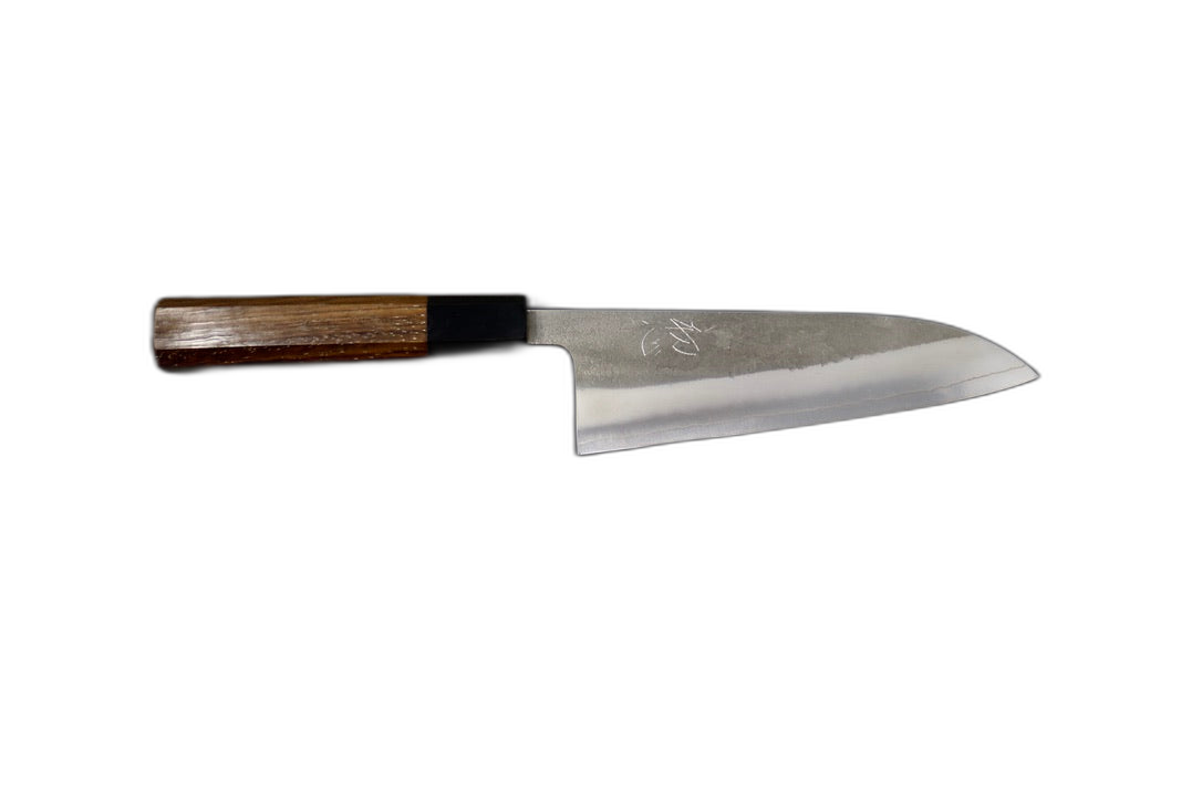 Yoshikane SKD Nashiji Stainless Clad Santoku 165mm