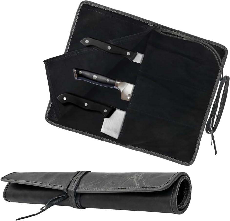 Autentico Leather Autentico Genuine Buffalo Leather Small Knife Case Holder Chef's Knife Roll Hold... product photo