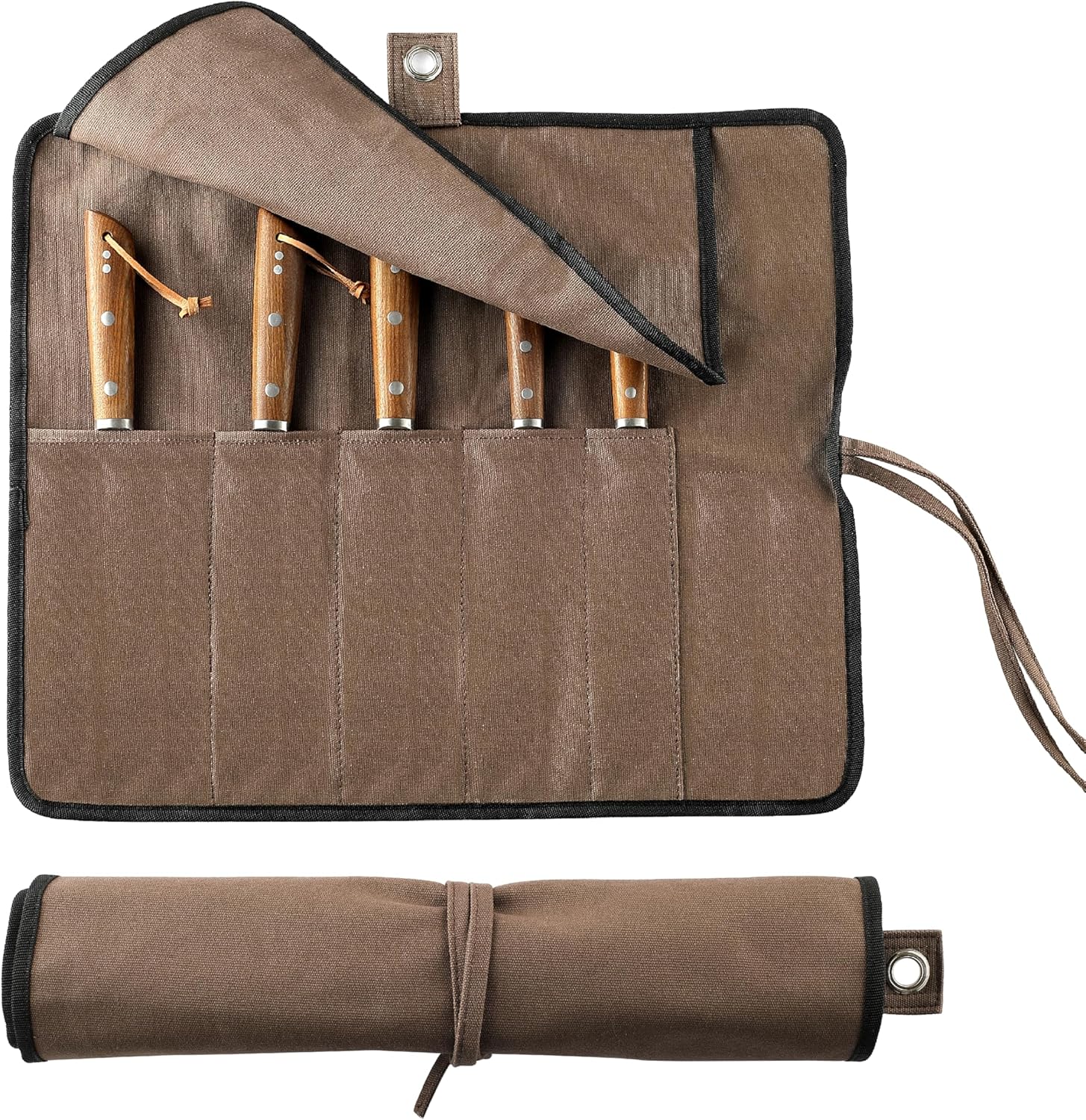Generic Chef’s Knife Roll Bag, Portable Canvas Cases, Chef Bag With 5 Slots Pockets Can ... product photo