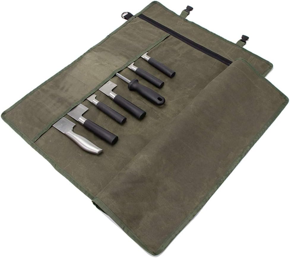 HERSENT Chef’s Knife Roll Bag,Waxed Canvas Knife Cultery Carrier, Portable Chef Knife Ca... product photo