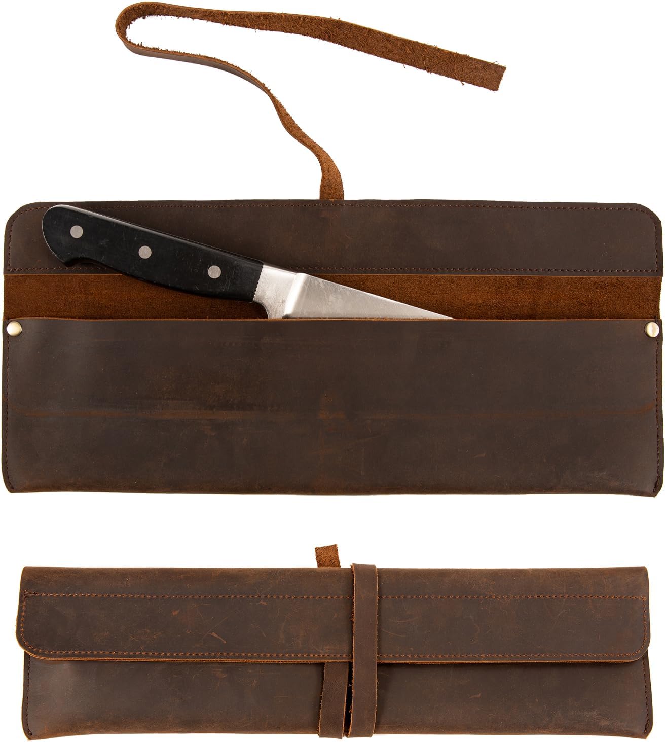 Qchengsan Leather Chef Knife Sheath,Single Chef Knife Case Bag Roll for Traval,Sheaths for Chef's Kitchen knives,Tool Organizer Pouch Culinary Accessories Cooking Tools Roll,Gifts for Men (Single) product photo
