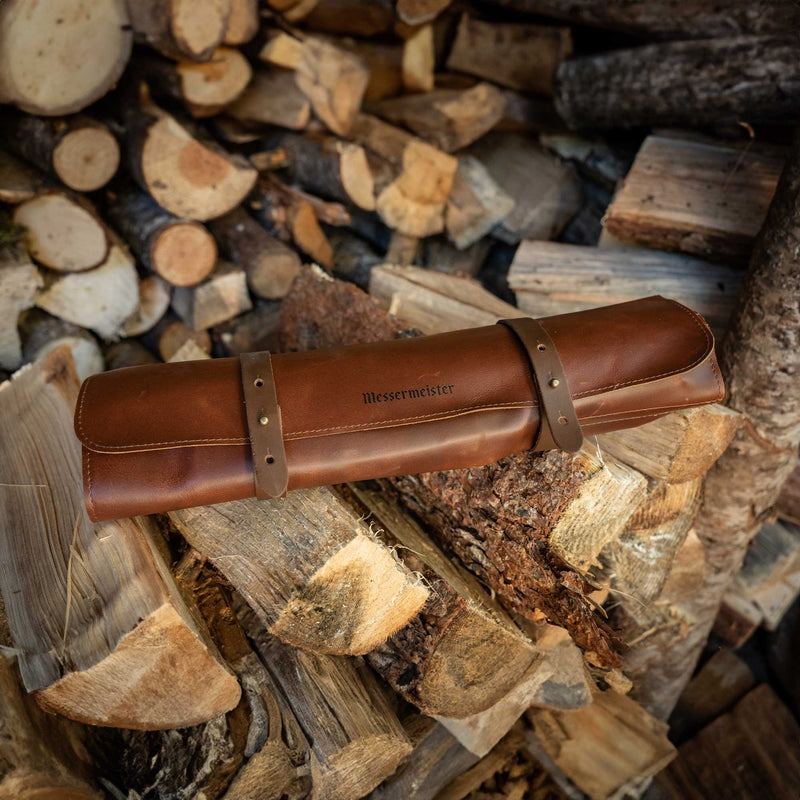 Messermeister Overland Leather Knife Roll 5 Pocket Cognac product photo
