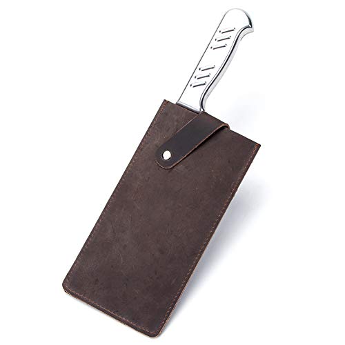 Qchengsan Crazy Horse Leather Knife Sheath Universal Meat Cleaver - 8.27 x 3.9" product photo